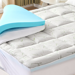 CONCETTA Dual Layer 4 Inch Memory Foam Mattress Topper,  Gel Memory Foam and 2" Mattress Topper, Medium Suppor