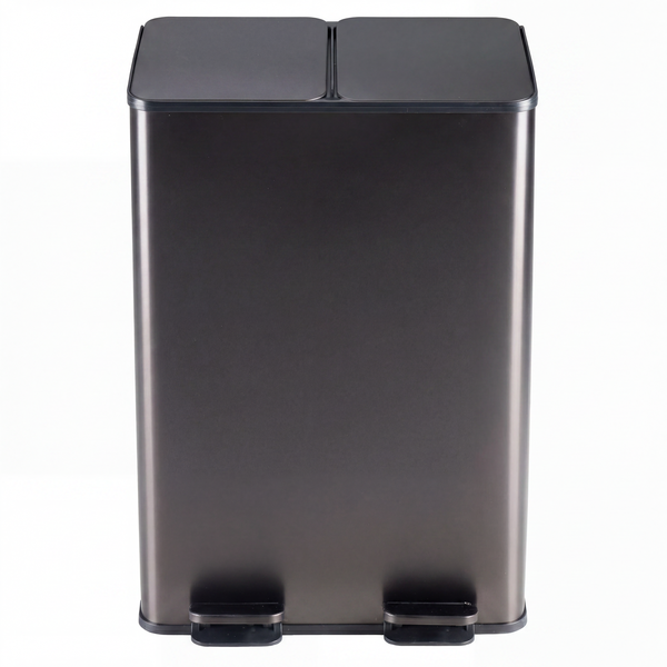CONCETTA Dual Compartment Trash Can, Kitchen Garbage Can Recycling Bin with Soft-Close Foot Pedal and emovable Inner Buckets, Fingerprint-Resistant, 2 x 8 Gallon
