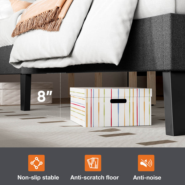 JOINSUN Platform Bed Frame with Headboard-No Box Spring Needed, Linen Upholstered Bed Frame with Wood Slats Support, Noise Free