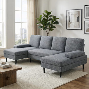 CONCETTA U Shaped Sectional Sofa Couches with Double Chaise 4-Seat Set, Chenille Fabric Cushion for Living Room Home Furniture