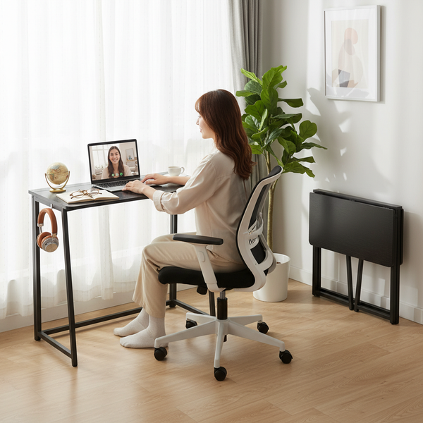 CONCETTA Lightweight Folding Desk 31.5", Space Saving Workstation, Portable Computer Table for Small Home Office & RV, Easy Set Up