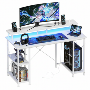 CONCETTA 48" Computer Gaming Desk with LED Light, Power Outlet, Monitor Stand, Headphone Hook