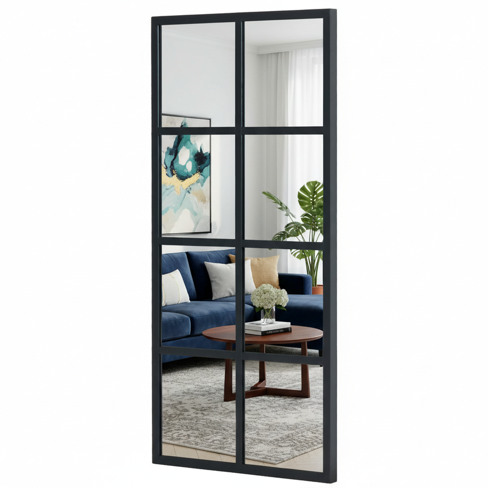 CONCETTA Wall Mirror, Window Decoration, Metal Framed Wall-Mounted for Bedroom, Living Room, Entryway, Black
