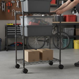 CONCETTA Heavy Duty Storage Shelves with Wheels, Adjustable Shelving Unit for Garage, Kitchen, Pantry, 200 lbs per Shelf, Black