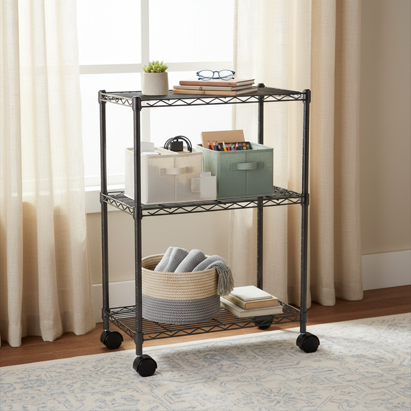 CONCETTA Heavy Duty Storage Shelves with Wheels, Adjustable Shelving Unit for Garage, Kitchen, Pantry, 200 lbs per Shelf, Black