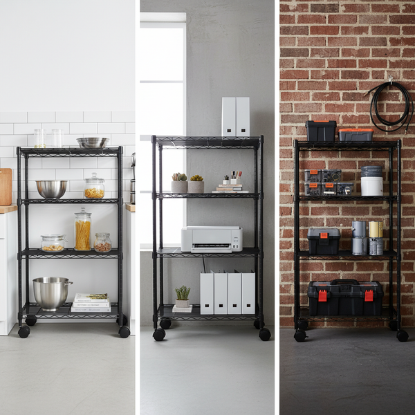 CONCETTA Heavy Duty Storage Shelves with Wheels, Adjustable Shelving Unit for Garage, Kitchen, Pantry, 200 lbs per Shelf, Black