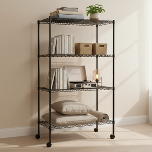CONCETTA Heavy Duty Storage Shelves with Wheels, Adjustable Shelving Unit for Garage, Kitchen, Pantry, 200 lbs per Shelf, Black