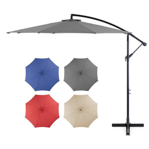 CONCETTA 10ft Offset Outdoor Patio Umbrella with Easy Tilt & Crank, Adjustable Polyester Shade for Garden, Backyard, Poolside