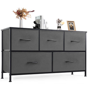 CONCETTA 38 in 5 Drawers Dresser Chest of Drawers,Metal Frame and Wood Top
