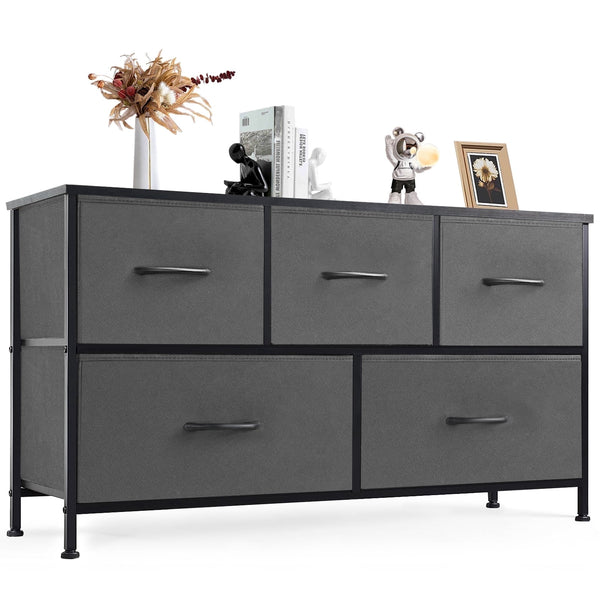 CONCETTA 38 in 5 Drawers Dresser Chest of Drawers,Metal Frame and Wood Top