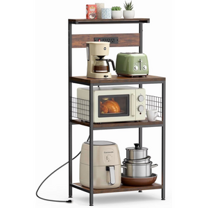 CONCETTA baking rack, microwave oven rack, pot rack, baking utensils, kitchen household use, three layers, gray, rustic brown