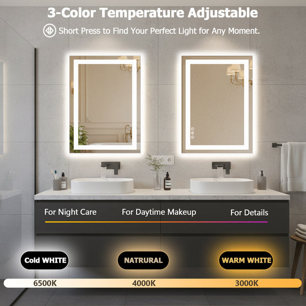 CONCETTA Bathroom Mirror with LED Light, Anti-Fog, Dimmable, Backlit + Front Lit Wall Mirror Vanity Mirror