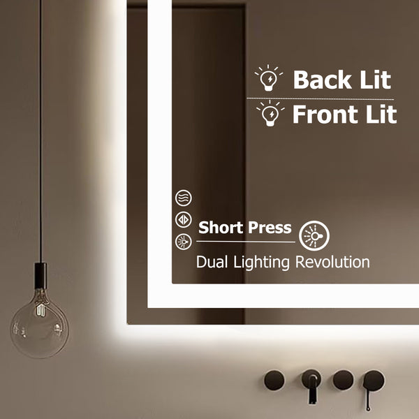 CONCETTA Bathroom Mirror with LED Light, Anti-Fog, Dimmable, Backlit + Front Lit Wall Mirror Vanity Mirror
