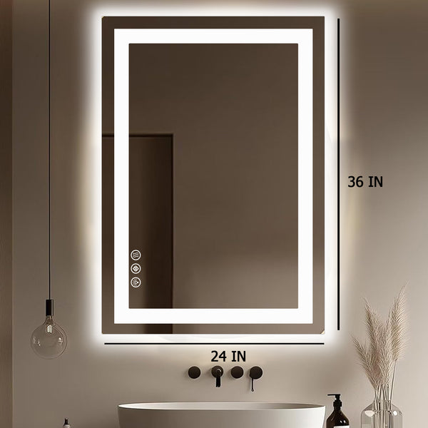 CONCETTA Bathroom Mirror with LED Light, Anti-Fog, Dimmable, Backlit + Front Lit Wall Mirror Vanity Mirror