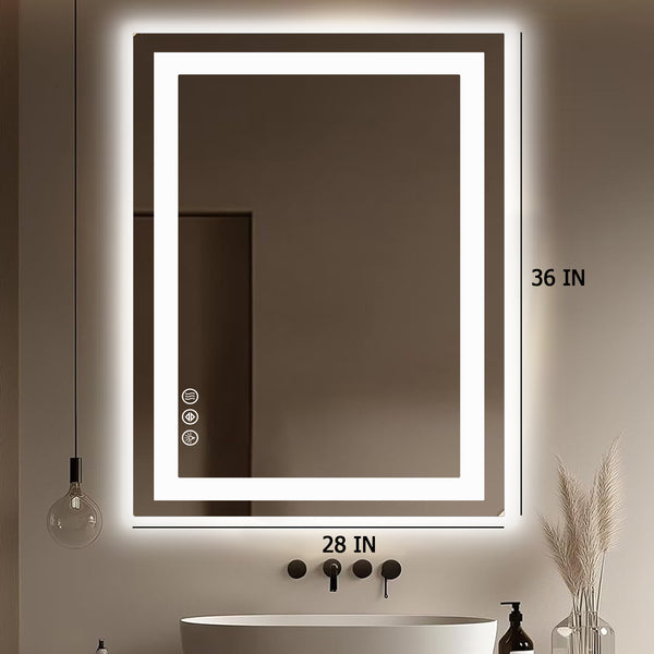 CONCETTA Bathroom Mirror with LED Light, Anti-Fog, Dimmable, Backlit + Front Lit Wall Mirror Vanity Mirror