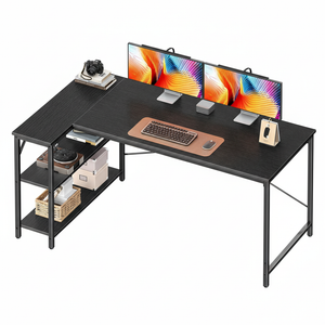 CONCETTA L Shaped Desk with Reversible Storage Shelves, 154 lbs Capacity Computer Corner Desk for Home Office, Gaming & Writing