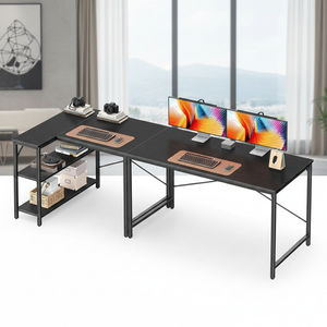 CONCETTA L Shaped Desk with Reversible Storage Shelves, 154 lbs Capacity Computer Corner Desk for Home Office, Gaming & Writing