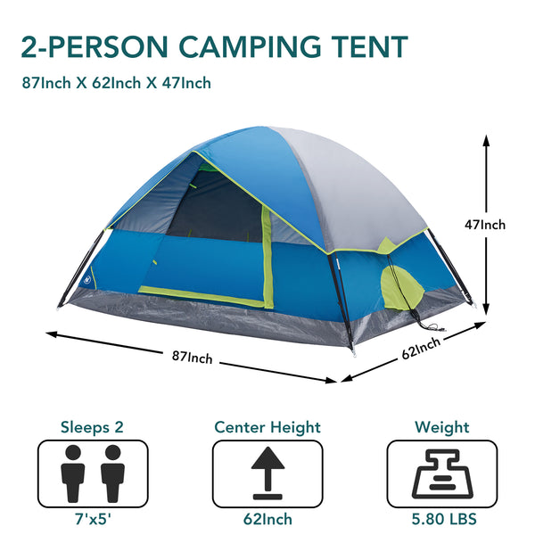 SHOUFTW 2-4 Person Waterproof Camping Tent with Rainfly, Easy Setup Dome Tent with Mesh Windows & Skylight Vent, Lightweight Portable Tent for Outdoor Camping, Hiking, Festivals & Backyard