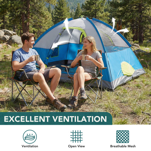SHOUFTW 2-4 Person Waterproof Camping Tent with Rainfly, Easy Setup Dome Tent with Mesh Windows & Skylight Vent, Lightweight Portable Tent for Outdoor Camping, Hiking, Festivals & Backyard