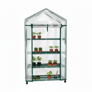 CONCETTA 4-Tier Mini & Portable Greenhouse with Wheels, Rust-Resistant Steel Frame, PVC Cover for Indoor or Outdoor Gardening
