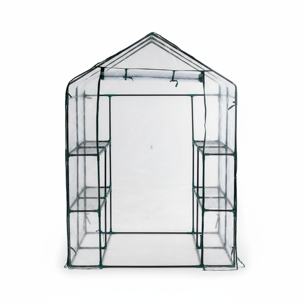 CONCETTA 4-Tier Mini & Portable Greenhouse with Wheels, Rust-Resistant Steel Frame, PVC Cover for Indoor or Outdoor Gardening