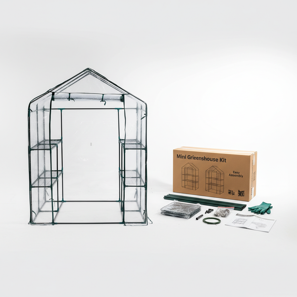 CONCETTA 4-Tier Mini & Portable Greenhouse with Wheels, Rust-Resistant Steel Frame, PVC Cover for Indoor or Outdoor Gardening