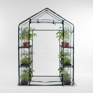 CONCETTA 4-Tier Mini & Portable Greenhouse with Wheels, Rust-Resistant Steel Frame, PVC Cover for Indoor or Outdoor Gardening
