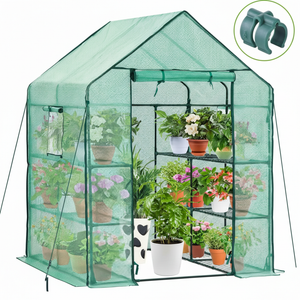 CONCETTA 4-Tier Mini & Portable Greenhouse with Wheels, Rust-Resistant Steel Frame, PVC Cover for Indoor or Outdoor Gardening