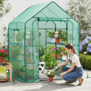 CONCETTA 4-Tier Mini & Portable Greenhouse with Wheels, Rust-Resistant Steel Frame, PVC Cover for Indoor or Outdoor Gardening