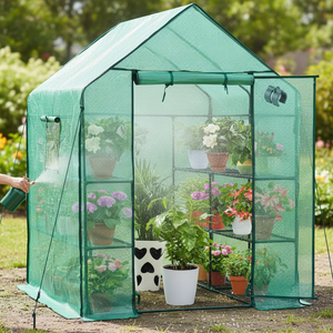 CONCETTA 4-Tier Mini & Portable Greenhouse with Wheels, Rust-Resistant Steel Frame, PVC Cover for Indoor or Outdoor Gardening