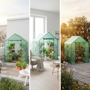 CONCETTA 4-Tier Mini & Portable Greenhouse with Wheels, Rust-Resistant Steel Frame, PVC Cover for Indoor or Outdoor Gardening