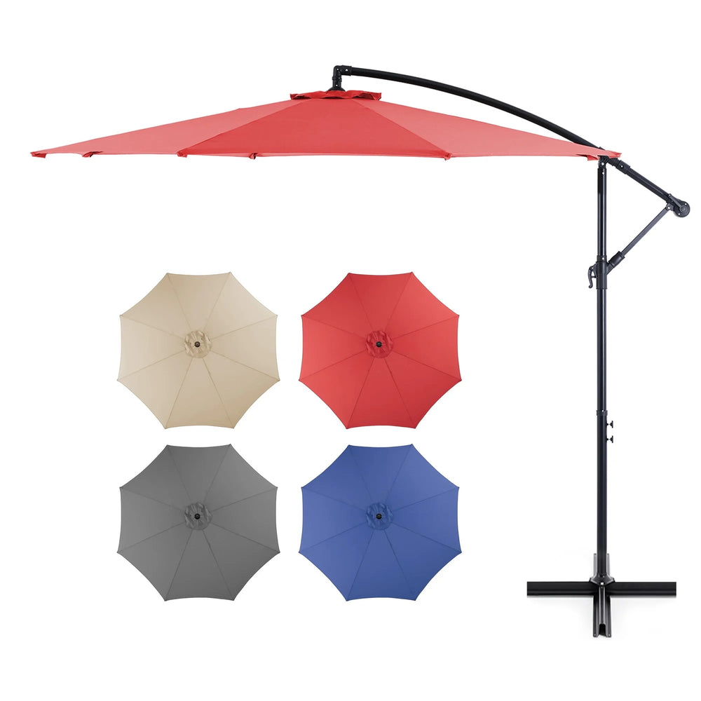 CONCETTA 10ft Offset Outdoor Patio Umbrella with Easy Tilt & Crank, Adjustable Polyester Shade for Garden, Backyard, Poolside