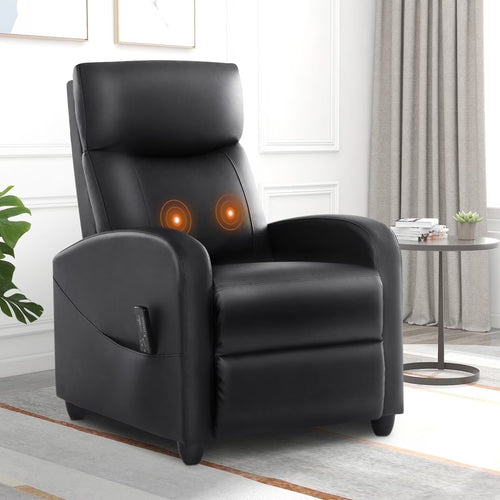 CONCETTA Recliner Chair, PU Leather Single Sofa Chair with Padded Seat and Massage Backrest for Home Theater Living Room