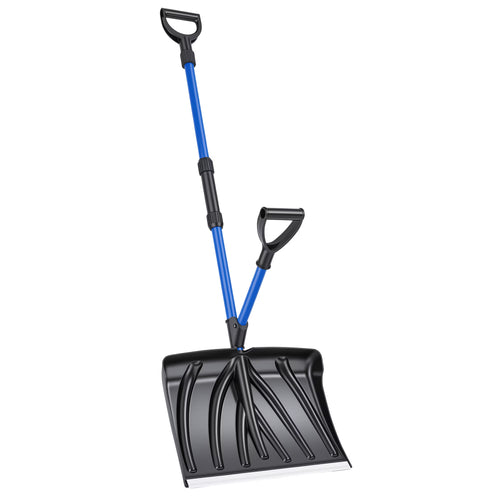 SHOUFTW 18" Snow Shovel with Spring-Assisted Handle, Lightweight Poly Blade, Ergonomic D-Grip for Snow & Ice Removal