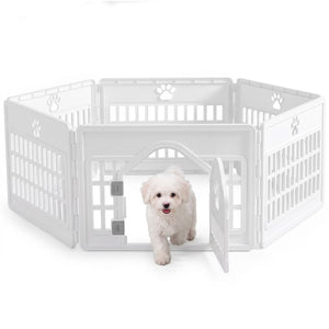 SHOUFTW 24in Plastic Dog Playpen with Door, Composable Pet Pen for Small Medium Dogs, Indoor Outdoor