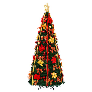 SHOUFTW 7FT Pop-Up Christmas Tree with LED Lights, Opens Instantly, Color Options