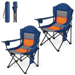 SHOUFTW Heated Outdoor Camping Chair, 3 Heating Levels, Foldable with Cup Holder, 400lbs