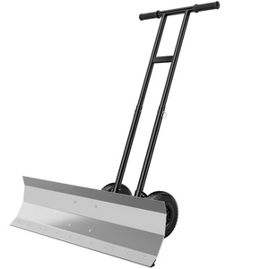 CONCETTA 36" Snow Pusher with Wheels, Wheeled Snow Plow Shovel with Galvanized Steel Blade, Adjustable Handle & Blade Angle, Snow Removal Tool for Driveways & Sidewalks