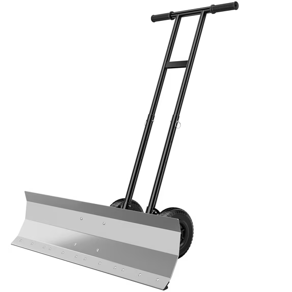 CONCETTA 36" Snow Pusher with Wheels, Wheeled Snow Plow Shovel with Galvanized Steel Blade, Adjustable Handle & Blade Angle, Snow Removal Tool for Driveways & Sidewalks