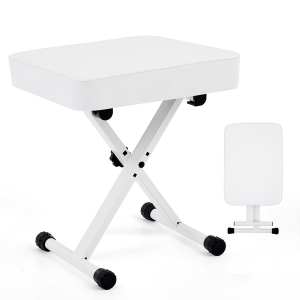 CONCETTA Portable Piano Bench Stool, Height Adjustable Keyboard Bench, Modern Bench for Living Room, Bedroom, Hallway,White