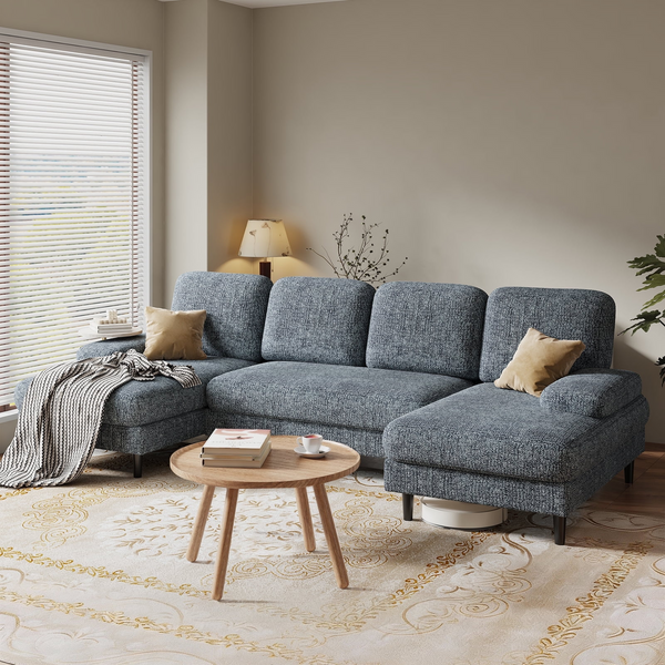 CONCETTA U Shaped Sectional Sofa Couches with Double Chaise 4-Seat Set, Chenille Fabric Cushion for Living Room Home Furniture