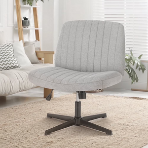 CONCETTA Armless Office Chair with Wheels - Swivel Rolling & 22° Rocking Recline, Wide PU Leather Seat, for Home Office Desk and Mobile Use