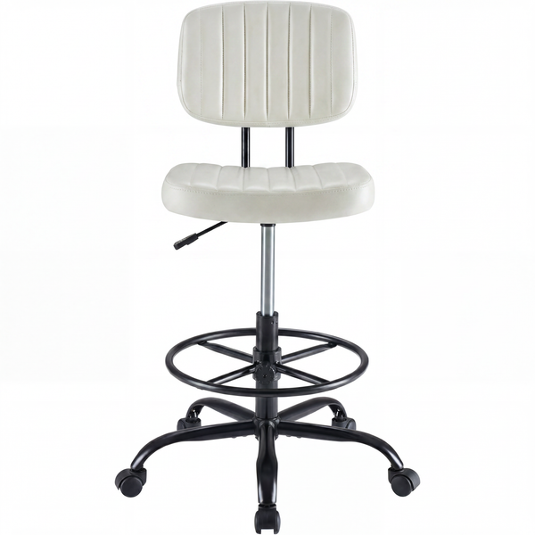 CONCETTA Armless Drafting Chair, Low Back Swivel Rolling for Adjustable Height, Office Chair with Footrest Ring