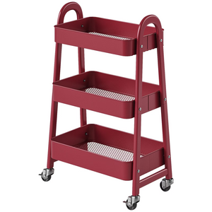 CONCETTA 3-Tier Utility Rolling Cart, Metal Mobile Storage Rack with Lockable Castors for Office, School, Bathroom