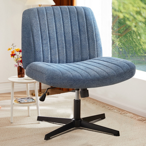 CONCETTA Armless Criss Cross Legged Office Chair, Desk Chair No Wheels, Teddy Fabric