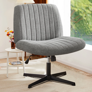 CONCETTA Armless Criss Cross Legged Office Chair, Desk Chair No Wheels, Teddy Fabric