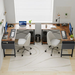 CONCETTA 49 Inch Modern L Shaped Computer Desk with Lower Storage Shelf & Side Bag, Two-Way Convertible Corner Gaming Table for Home Office