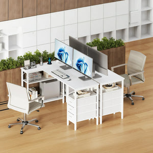 L Shaped Computer Desk with 3 Drawers, Power Outlets, USB Ports, and Monitor Stand, Corner Gaming Desk for Home Office