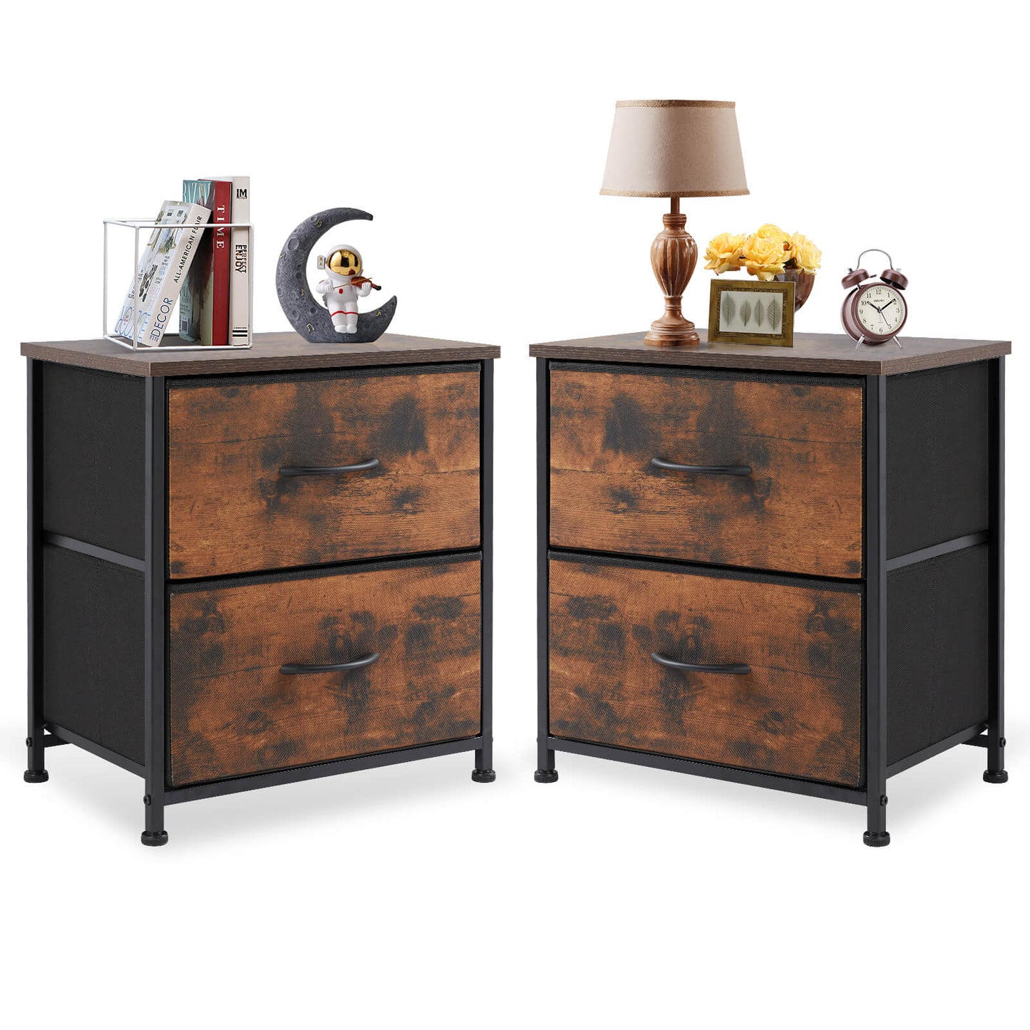 CONCETTA 2 Piece Nightstand Set - 2 Storage Drawers, Bedside Furniture End Table, Suitable for Living Room, Bedroom, Closet