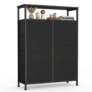 CONCETTA 8-Drawer Fabric Dresser with Open Shelf, Tall Storage Organizer for Bedroom Closet, Living Room, Hallway
